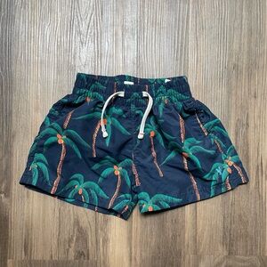 Blue Rooster by Pink Chicken Baby Boy Palm Navy Swim Trunks 6-12 Months‎